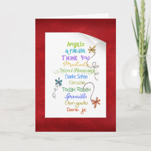 Cartão Obrigado em diferentes línguas