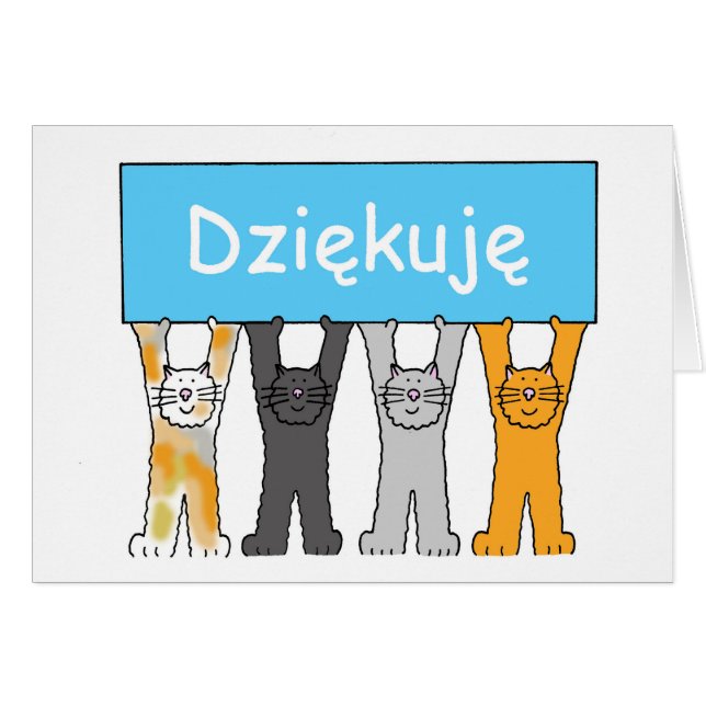 Cartão Obrigado em Gatos de Cartoon Poloneses (Frente Horizontal)