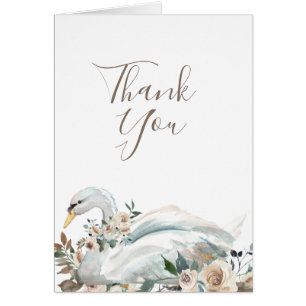 Cartão Obrigado floral da cisne elegante você