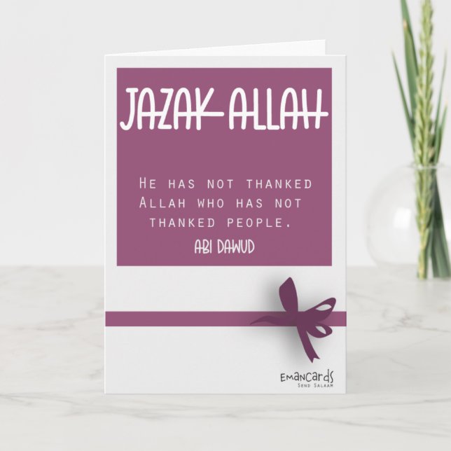 Cartão Obrigado - JazakAllah com Hadith (Frente)