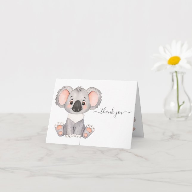Cartão Obrigado Koala Watercolor Card (Planta pequena)