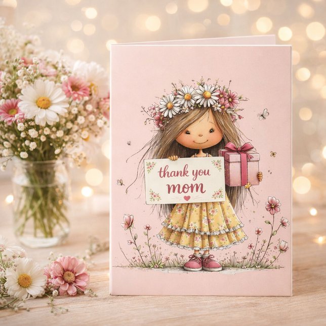 Cartão "Obrigado Mãe" com Coroa Floral (Criador carregado)