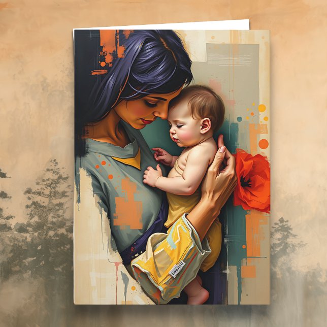 Cartão Obrigado mãe | Mãe e Filho | Dia das Mães (Criador carregado)