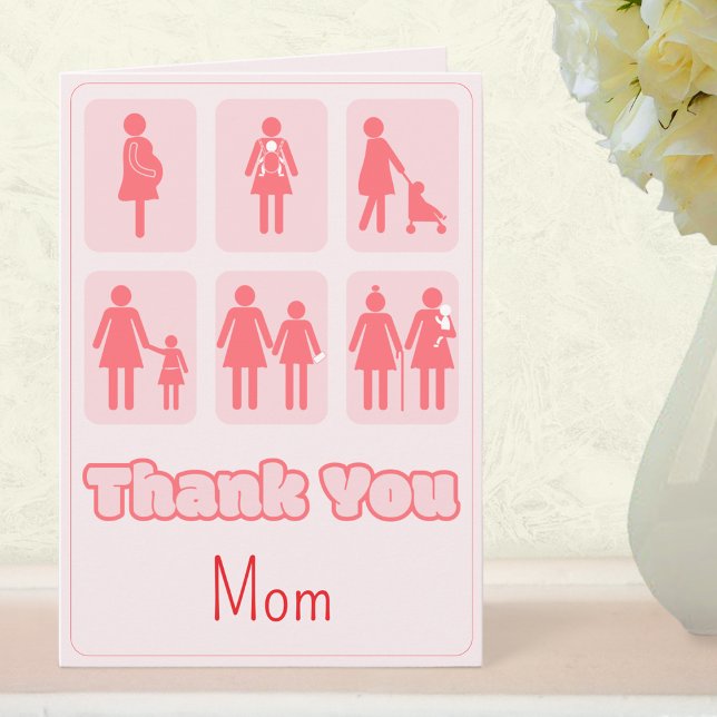 Cartão Obrigado Mamãe Jornada Maternidade Dia das Mães (Mother's Day Thank You)