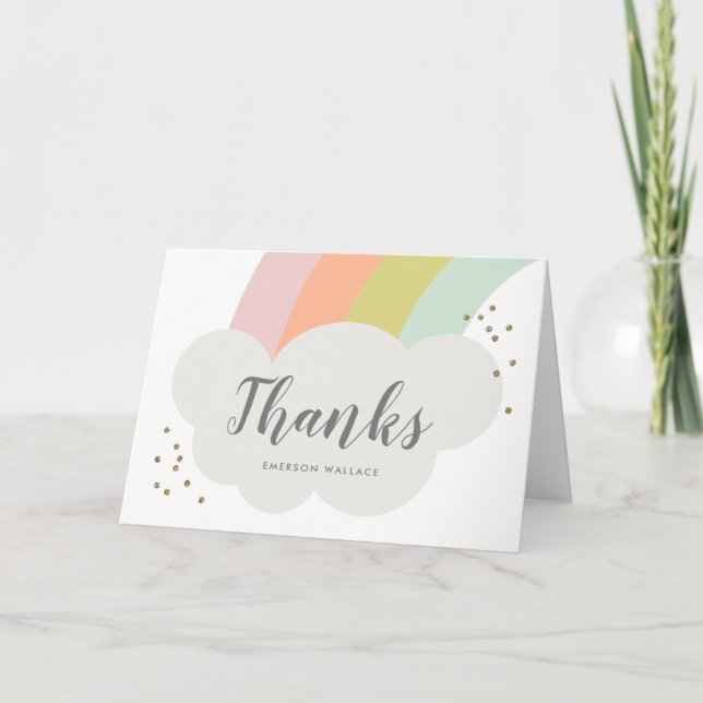 Cartão Obrigado Nuvem Arco-íris Pastel Crianças (Frente)