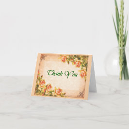 Cartão Obrigado Peach Rosa Vintage Country