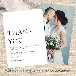 Cartão Obrigado pelo Casamento Minimalista Preto e Branco