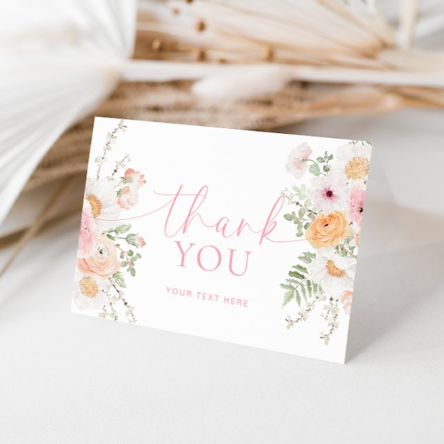 Cartão Obrigado pelo Chá de Noiva Floral Millie (Bridal Shower Thank You Card)