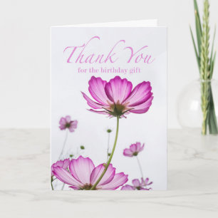 Cartão Obrigado pelo presente de aniversário, Flores Cos