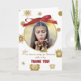 Cartão Obrigado Pelo Presente de Natal Foto Flocos de Nev