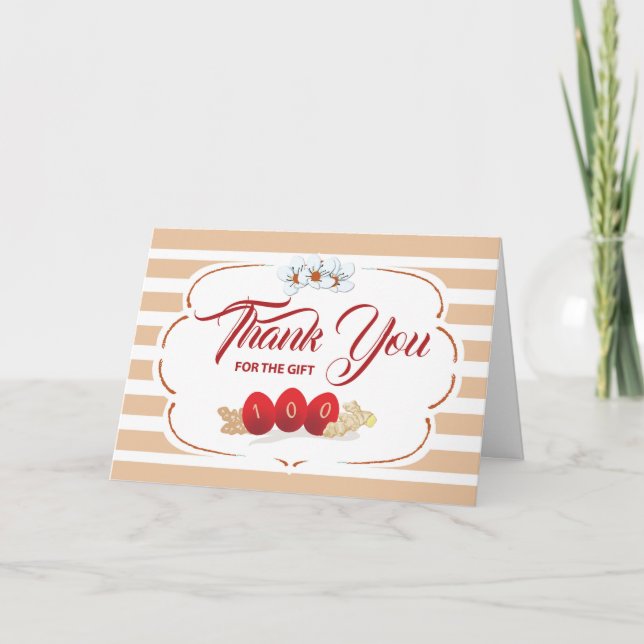 Cartão Obrigado pelo Presente pelo Ovo Vermelho e Ginger (Frente)