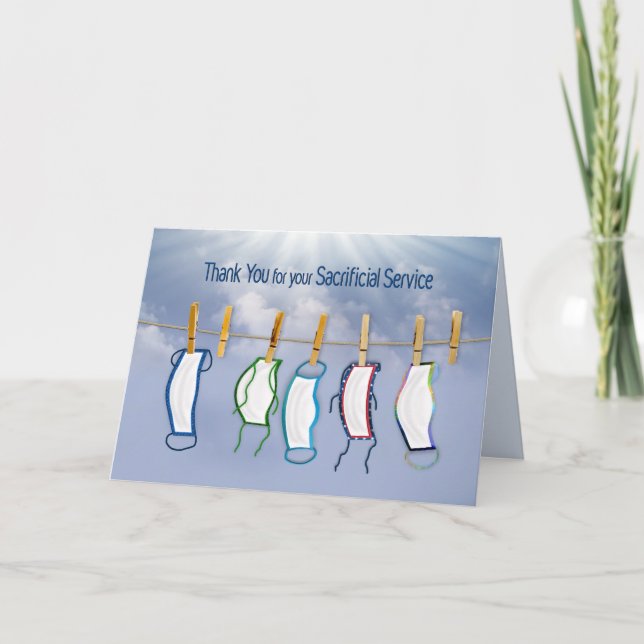 Cartão Obrigado pelo seu serviço, Coronavirus COVID-19, (Frente)