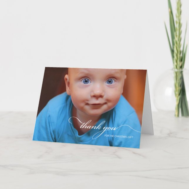 Cartão Obrigado Pelo Texto Branco Do Presente De Natal (Frente)