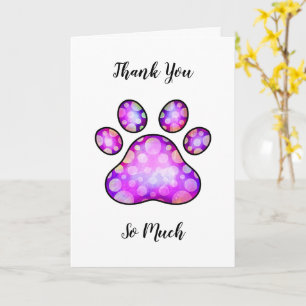 Cartão Obrigado Pet Dog Paw Watercolor Card