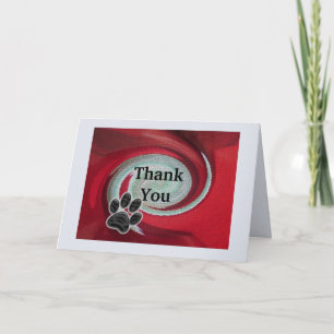 Cartão Obrigado Pet Sitter Red Swirl Abstrato Paw Print