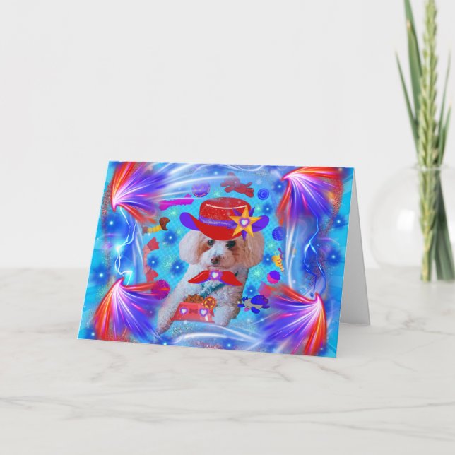 Cartão Obrigado Poodle Greeting Card (Frente)