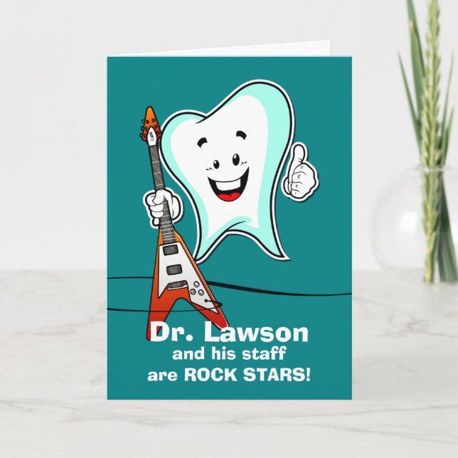 Cartão Obrigado Por Endodontista Com Dente Rockstar (Frente)
