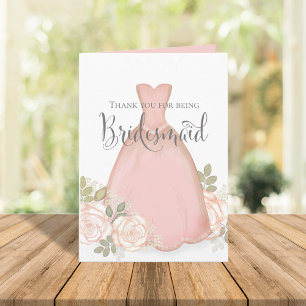 Cartão Obrigado por ser Bridesmaid Blush Watercolor