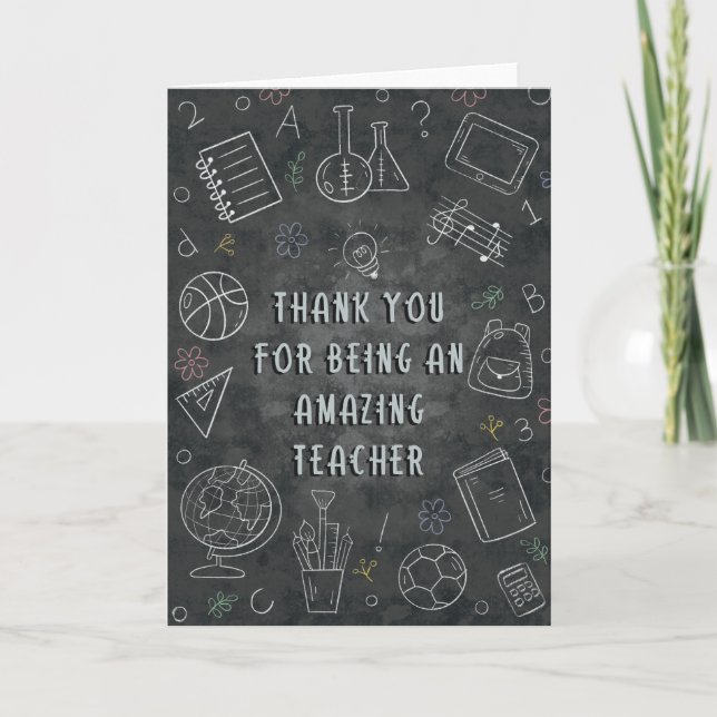Cartão Obrigado Professor Chalkboard Card (Frente)