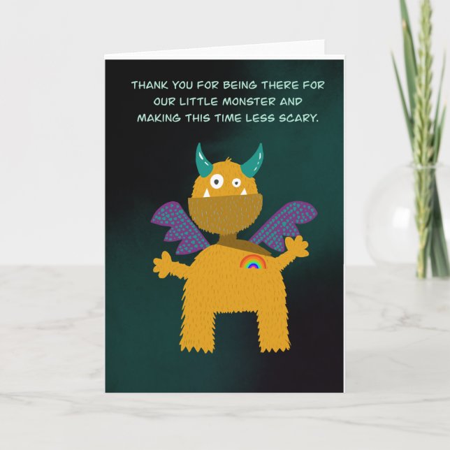 Cartão Obrigado professor, professor de quarto, jardim de (Frente)