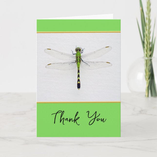 Cartão Obrigado Qualquer Ocasião com Dragonfly e Dourado (Frente)