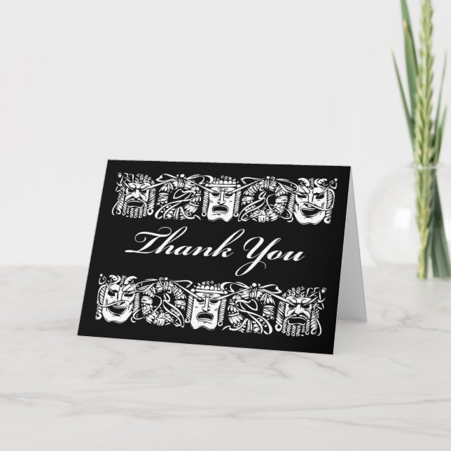 Cartão Obrigado, Tema Da Máscara De Teatro, Dentro Vazio (Frente)