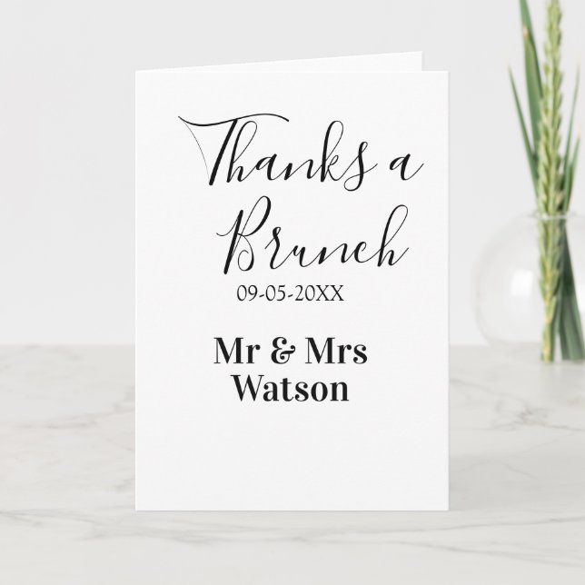 Cartão Obrigado um brunch pós-casamento nome data simples (Frente)