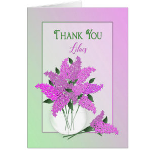 Cartão Obrigado, vazio para dentro, Lilacs em um vaso