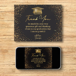 Cartão obrigado você gradua ouro preto brilha