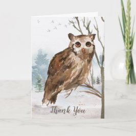 Cartão Obrigado Watercolor Owl
