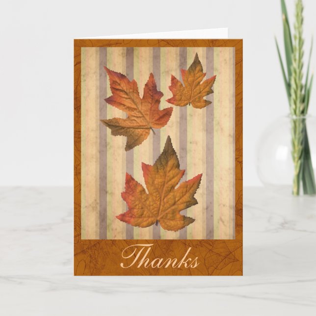 Cartão "Obrigados" com folhas de outono (Frente)