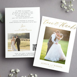 Cartão Obrigados de amor script dourado 2 foto obrigado d