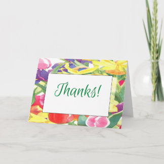 Cartão Obrigados de Flor de Aquarela
