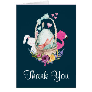 Cartão Obrigados De Ovos, Flamingo E Chás de fraldas De C