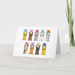 Cartão Obrigados Noruegueses Gatos De Cartoon De Tusen