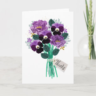 Cartão Obrigados Pansies Buquê Floral
