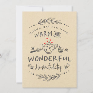 Cartão Obrigados para a Hospitalidade Quente e Maravilhos