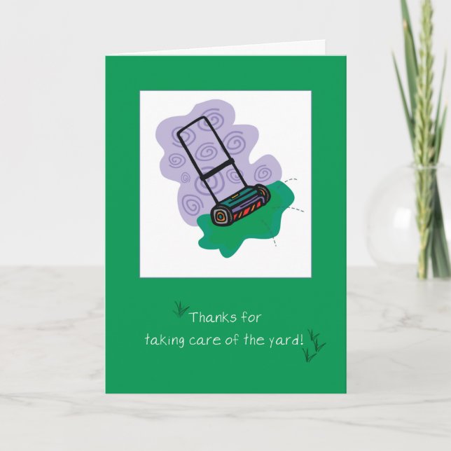 Cartão Obrigados para cuidar do jardim com o poder do gra (Frente)
