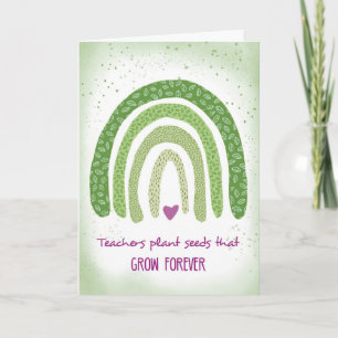 Cartão Obrigados Professora Green Watercolor Pais do Arco