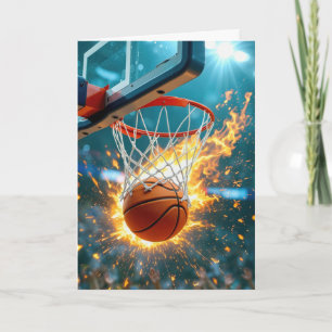 Cartão Obtendo Basquete Aniversário Antigo