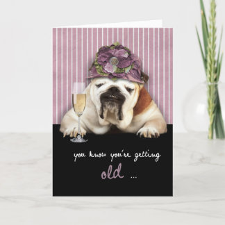 Cartão obtendo um feliz aniversario mais velho, cão
