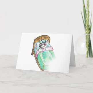 Cartão obtenha bem logo: cama