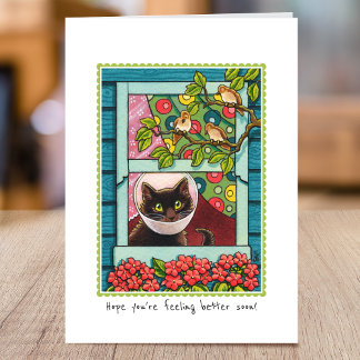 Cartão Obter Bem Em Breve Gato Giro Personalizado