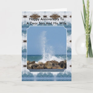 Cartão Ocean Son Wife Personalised Wedding Anniversary