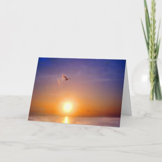 Cartão Ocean Sunset Pensando em Você (Frente)