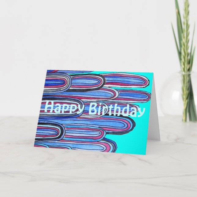 Cartão Ocean Waves retro Happy Birday (Frente)