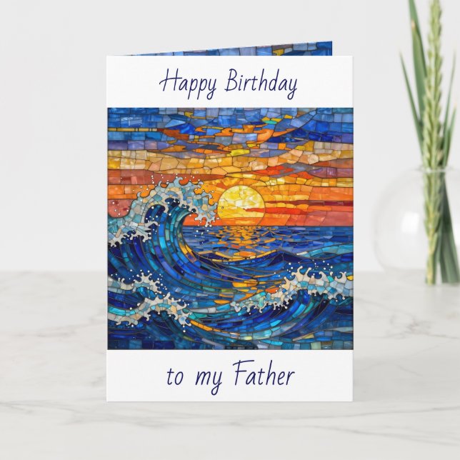 Cartão Oceanic Coastal Ocean Waves Father's Birthday (Frente)