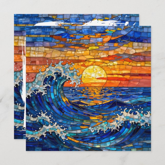 Cartão Oceanic Coastal Ocean Waves Sunset   (Frente/Verso)