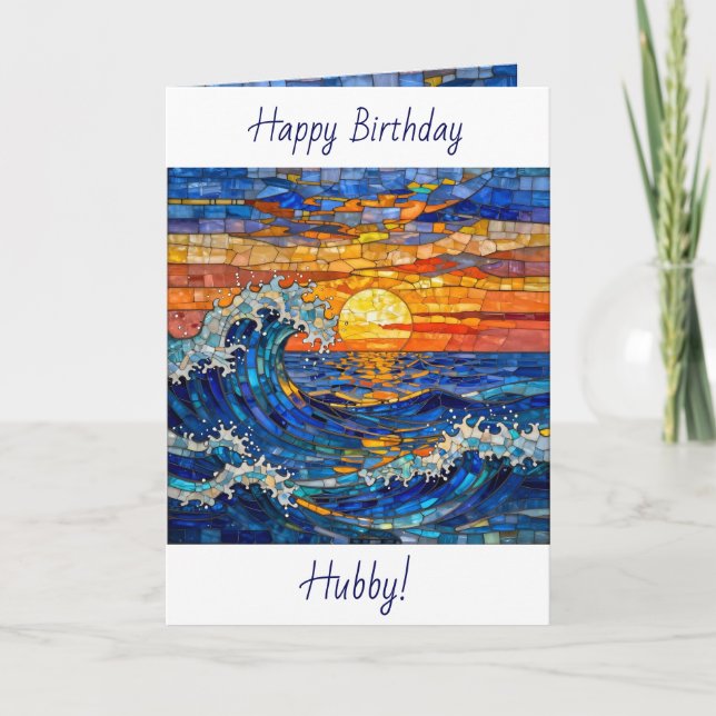 Cartão Oceanic Coastal Ocean Waves Sunset Birthday (Frente)