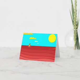 Cartão oceano abstrato impressionista, vermelho, amarelo,